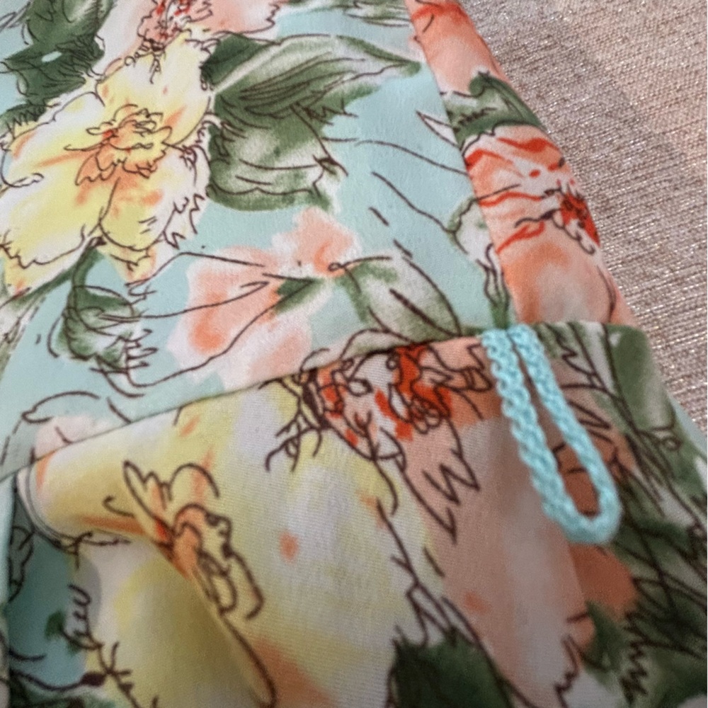Floral Mini Dress Fit & Flare Sweet Feminine Sleeveless V Back Garden Print M - Picture 11 of 11